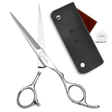 Imagem de Tesoura de cabelo profissional de 16,5 cm, tesoura japonesa de corte de cabelo afiada de aço inoxidável, tesouras de barbeiro ergonômicas, parafuso de tensão ajustável, tesouras de corte de corte de