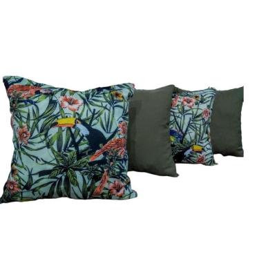 Imagem de Kit 4 Capas Almofada Floral Thais Enxovais - Verde 45x45cm
