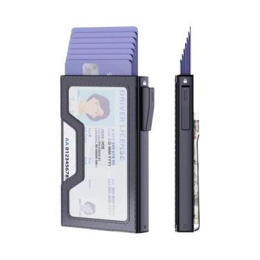 Imagem de Carteira Masculina De Metal Com Bloqueio RFID E Ejeção Automática De C