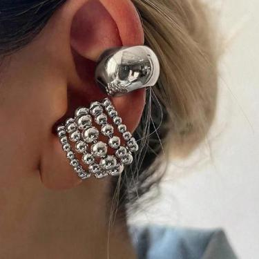 Imagem de Conjunto De Brincos De Clip Dourados Para Mulheres, Largos E Simples, 