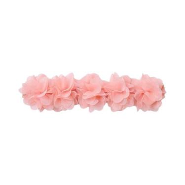 Imagem de Faixa De Cabelo Rosa De Chiffon Com Flor Para Bebês, Acessório Artesan
