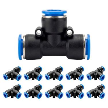 Imagem de Conexão União Emenda em "T" 6mm PU Pneumática Engate Rápido - 10 Peças