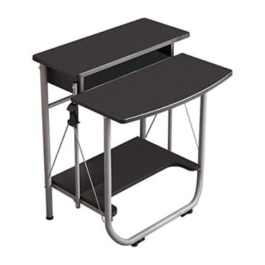 Imagem de Mesas de escritório em casa, produtos domésticos, mesa dobrável para computador, bancada de estudo portátil de camada dupla com espaço de armazenamento, moldura de aço, mesa de computador