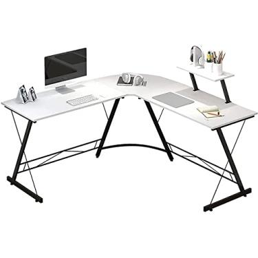 Imagem de Mesa de jogos canto mesa de jogos mesa de escritório doméstico mesa de computador com canto redondo para estudo de jogos de escritório (cor: branco)