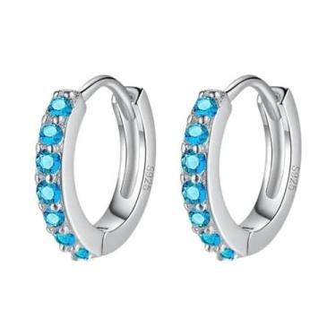 Imagem de Brincos De Argola Em Prata Esterlina 925 Com Cristais Para Mulheres E 