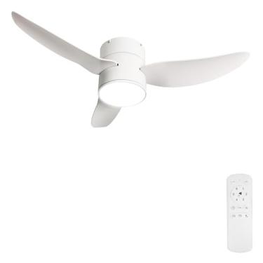 Imagem de GESUM Ventilador de teto com luzes, ventiladores de teto de 96,5 cm de montagem embutida com controle remoto, regulável, 3 CCT, reversível, pequenos ventiladores de teto para quarto, cozinha, varanda