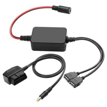 Imagem de XMSJSIY Cabo de alimentação OBD OBD2 para USB 12V 24V 36V 16 pinos OBD2 macho para 12V 6A 5521 CC/5V 2,5A cabos adaptadores de carregamento USB duplo fêmea com botão de interruptor e caixa de