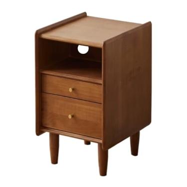 Imagem de Mesas de cabeceira mesa de cabeceira com 2 gavetas, armazenamento de cabeceira para quarto, mesa de canto de madeira com prateleira deslizante para economizar espaço