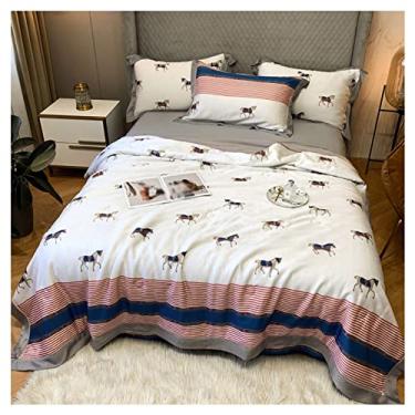 Imagem de Colcha refrescante de verão multicolorida, roupa de cama para casa, seda gelo, ar-condicionado, colcha de quatro peças, lavável na máquina, colcha fina, tencel, colcha de verão D-200 * 230 cm (C 200
