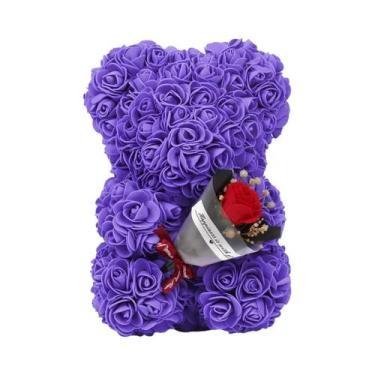 Imagem de Urso De Pelúcia Com Rosa Artificial Eterna De 25m Para Mãe, Dia Das Mã