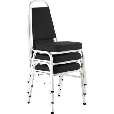 Imagem de Kit com 3 Cadeiras Empilháveis Linha Hotel Plus Preto