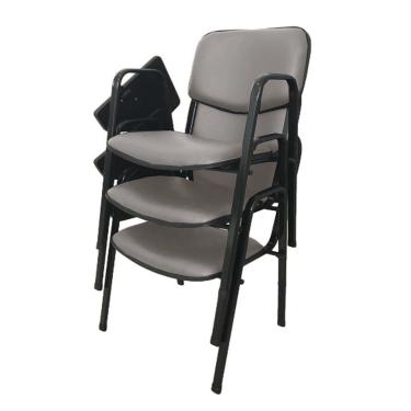 Imagem de 03 Cadeiras Escolar Universitária Linha Hotel Auditório Cinza