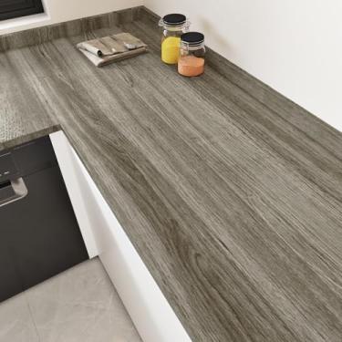 Imagem de Skyblur Papel de contato de bancada de madeira marrom papel de parede de grão de madeira falsa autoadesivo para bancada de cozinha papel de contato impermeável vinil de madeira para mesas armários