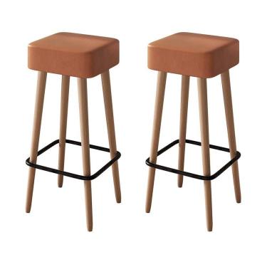 Imagem de Kit 2 Banquetas Dubai 70cm Couríssimo Amarula - Salaone Amarula