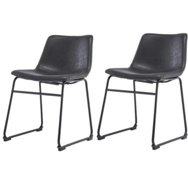 Imagem de Kit 2 Cadeiras Bruna Rivatti Poliuretano (Pu) Preta Pés Em Aço