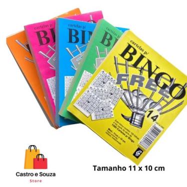 Imagem de Kit 5 Cartela de Bingo Coloridas 10x11 - Free