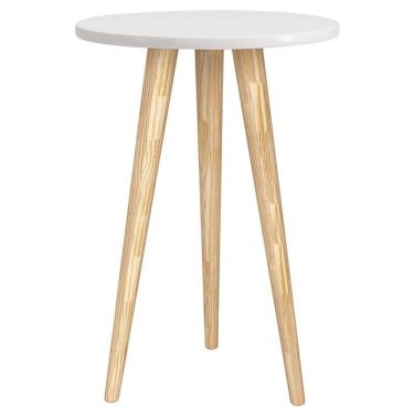 Imagem de Mesa De Canto Theo Branco Madeira Natural - Reller