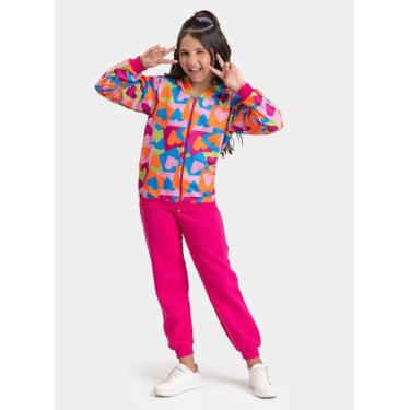 Imagem de Conjunto Inverno Menina Pink Jaqueta Zíper com Capuz e Calça em Moleto
