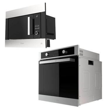 Imagem de Kit Cozinha Black Inox – Micro-ondas 23L E Forno De Embutir 74L 220V