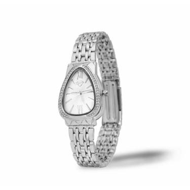 Imagem de Relógio Feminino Prata Luxo Pulseira em Aço Cravejado Elegante Mostrador Texturizado Analógico Fashion