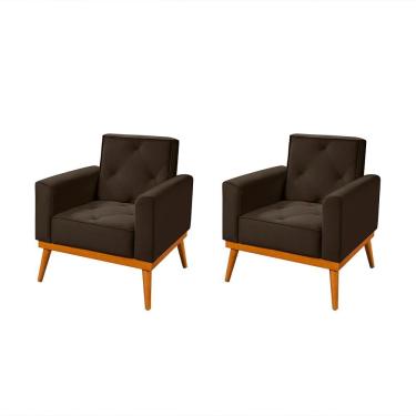 Imagem de Kit 2 Poltronas em Veludo Florença Café