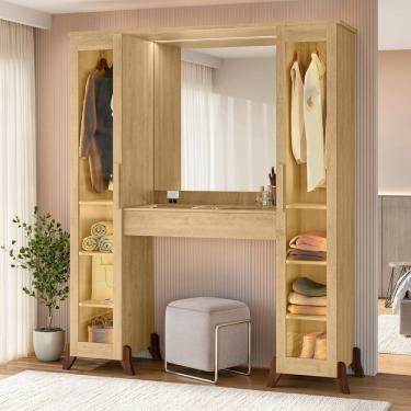 Imagem de Penteadeira Camarim com Espelho 2 Portas com Vidro Reflecta e 1 Gavetas com Divisória Star Cinamomo