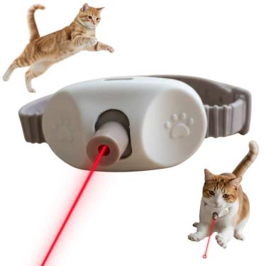 Imagem de Coleira Laser Interativa Brinquedo Pratico Recarregavel Caça Colar Pet Animal Gato Estimaçao Usb Portatil