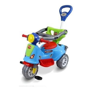 Imagem de Triciclo Passeio Infantil Avespa Azul Com Empurrador Maral