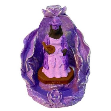 Imagem de Incensário Cascata Folha Nanã 12 Cm Lilás Em Resina - Lua Mística - 10
