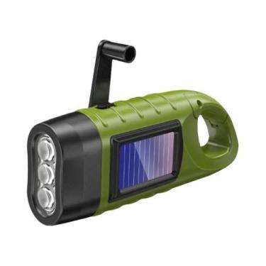 Imagem de Lanterna LED Solar Com Manivela Recarregável, Equipamento De Sobrevivê