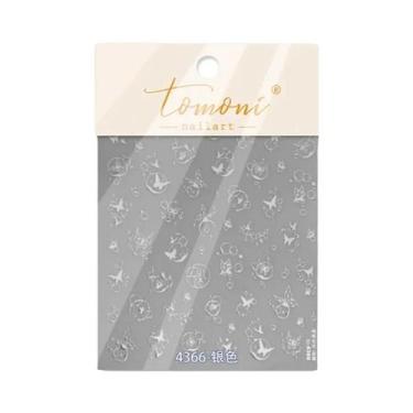 Imagem de Adesivos De Unha 3D De Natal Com Borda Dourada De Urso, Decalques De U