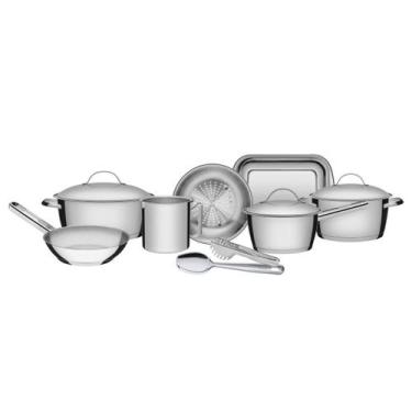 Imagem de Jogo De Panelas 7 Peças Allegra Aço Inox Colher e Pegador Tramontina