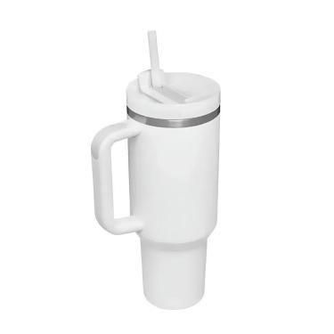 Imagem de Copo Térmico Estilo Quencher 1200ml Inox Portátil Canudo branco