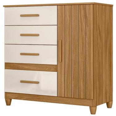 Imagem de Cômoda Para Quarto 98cm Com 4 Gavetas Baco Freijo/off Z17 - Mpozenato