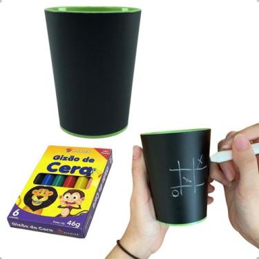 Imagem de Copo Lousa Cup Verde Lavável C/giz De Cera Verde colori