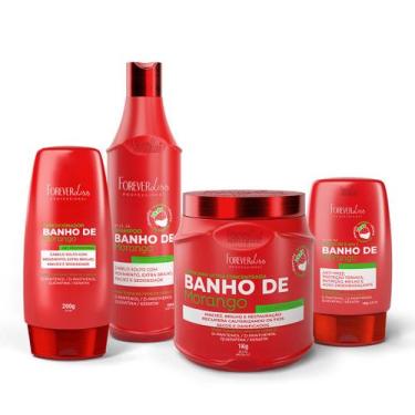 Imagem de Kit Banho de Verniz Morango Profissional Completo Forever Liss