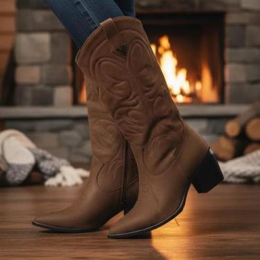 Imagem de Bota Feminina Via Marte Original Carmuça Country Zíper, Conhaque, 35