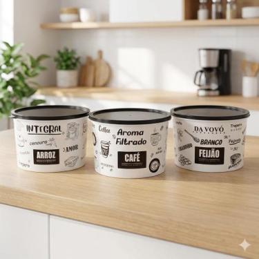 Imagem de Kit 3 Potes Organizadores Arroz Café Feijão 2 Litros - UZY