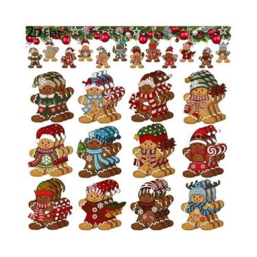 Imagem de Enfeites De Homem De Gengibre 12/24 Peças, Decorações De Madeira Para 