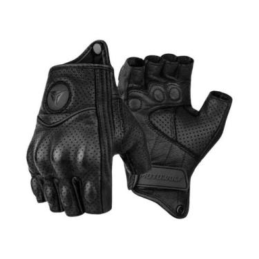 Imagem de Luvas De Couro De Cabra Para Motocicleta De Verão, Luvas De Dedos Cort