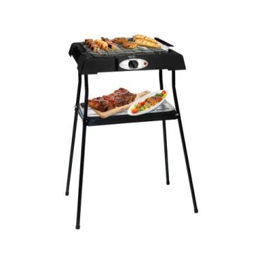 Imagem de Churrasqueira Elétrica Mallory Montana II Preto, 2 em 1 Mesa e Suporte