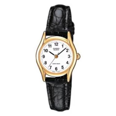 Imagem de Relógio Casio Couro Dourado Ltp-1154pq Pequeno Todos Números Preto Dourado Branco-Feminino