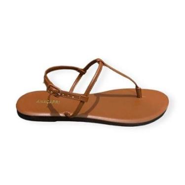 Imagem de Sandalia Rasteira Feminina Anacapri Casual Slim Marrom-Feminino