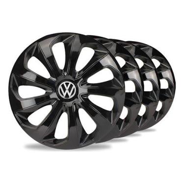 Imagem de Jogo 4 Calota Velox Aro 15 Black Vw Gol G1 G2 G3 G4 G5 Up Preto - Elit