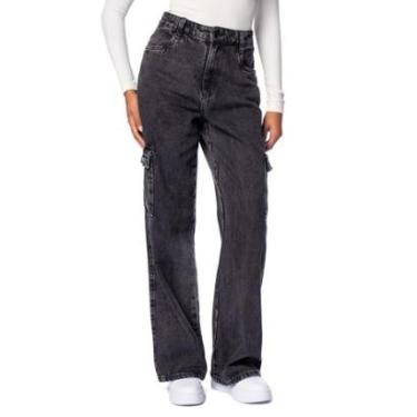 Imagem de Calça Jeans Feminina Max Denim Cargo Preto-Feminino