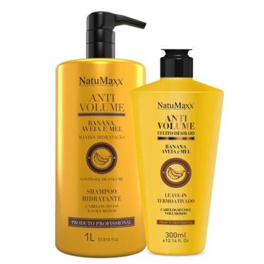 Imagem de Kit Shampoo 1L + Leave-in 300ml AntiVolume Banana NatuMaxx