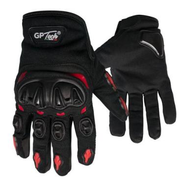 Imagem de Luva gp tech highway preta vermelha motoqueiro motocicilista palma ant