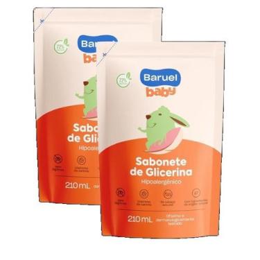 Imagem de Kit 2 sabonete liquido baruel baby refil com glicerina 210ml