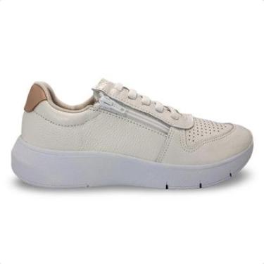 Imagem de Tênis Usaflex Feminino Couro Zíper Cadarço Elástico Casual AP11005-Feminino