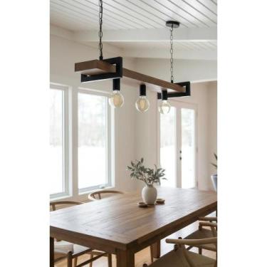 Imagem de Lustre Industrial Madeira Marrom 100cm: Charme Rústico - Congratulatio